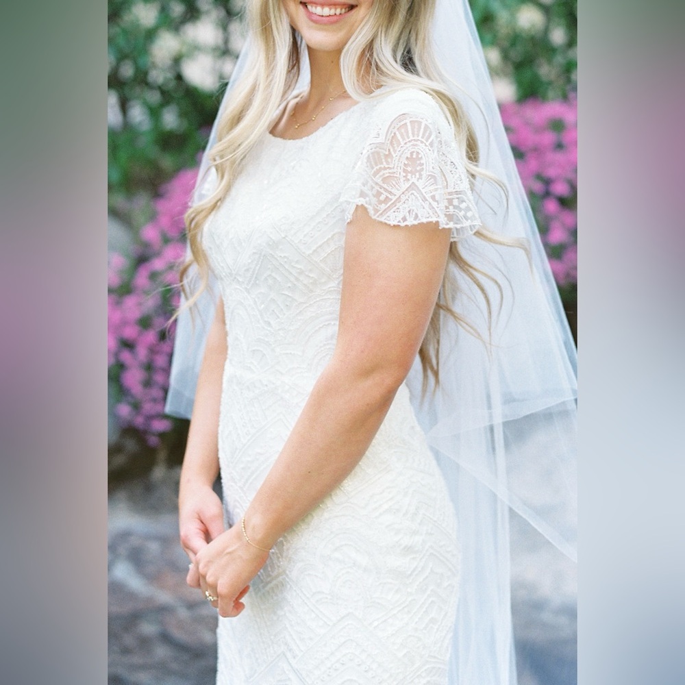 Lis Simon - custom beaded lace wedding gown - Picture 5 of 8